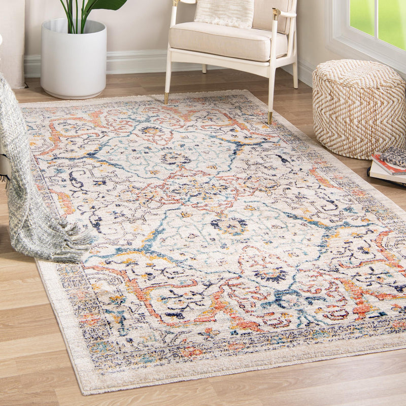 Seville Stripes Collection Area Rug - Malaga (Ivory) Rectangle Ivory lifestyle 4