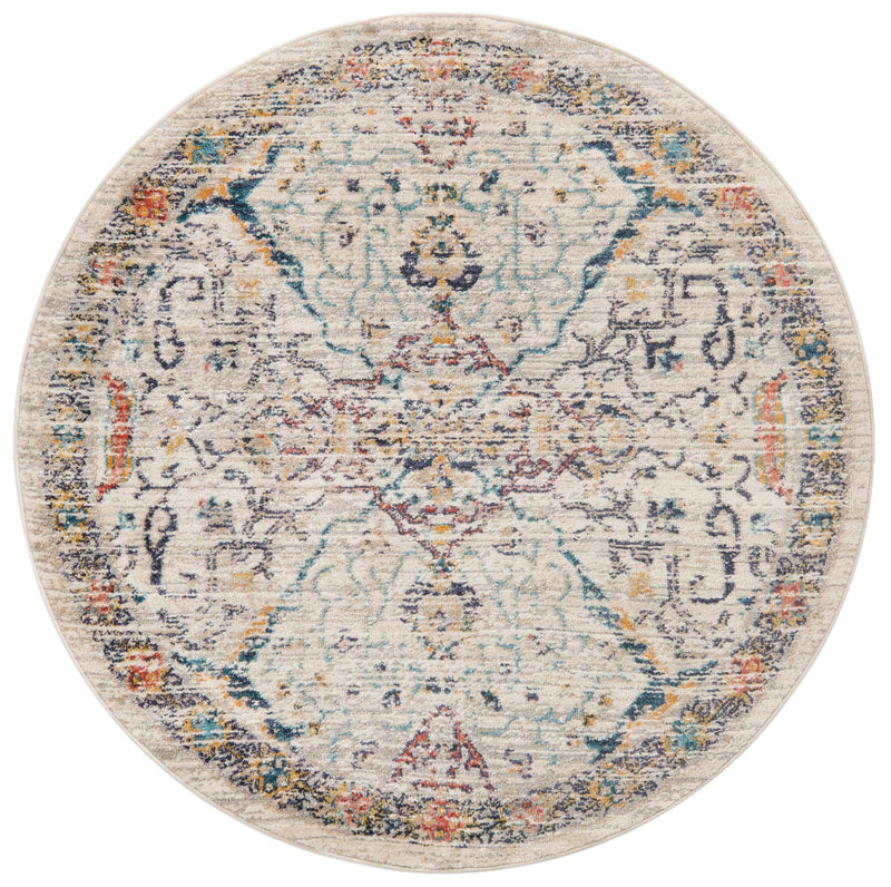Seville Stripes Collection Area Rug - Malaga (Ivory) Round Ivory lifestyle 2