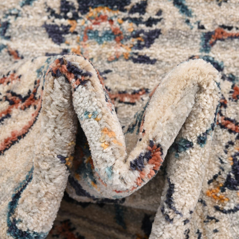 Seville Stripes Collection Area Rug - Malaga (Ivory) Round Ivory lifestyle 32