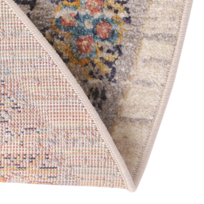 Seville Stripes Collection Area Rug - Malaga (Ivory) Round Ivory lifestyle 37