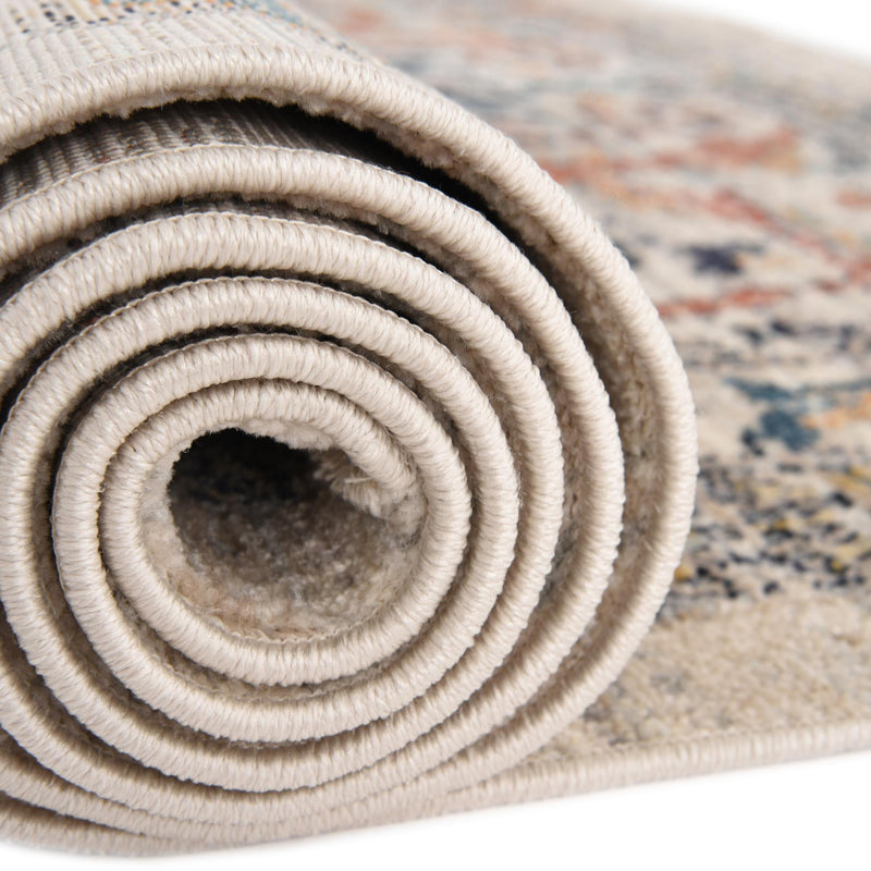 Seville Stripes Collection Area Rug - Malaga (Ivory) Round Ivory lifestyle 52