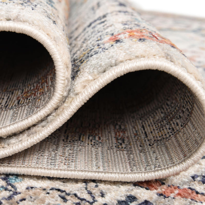Seville Stripes Collection Area Rug - Malaga (Ivory) Round Ivory lifestyle 57