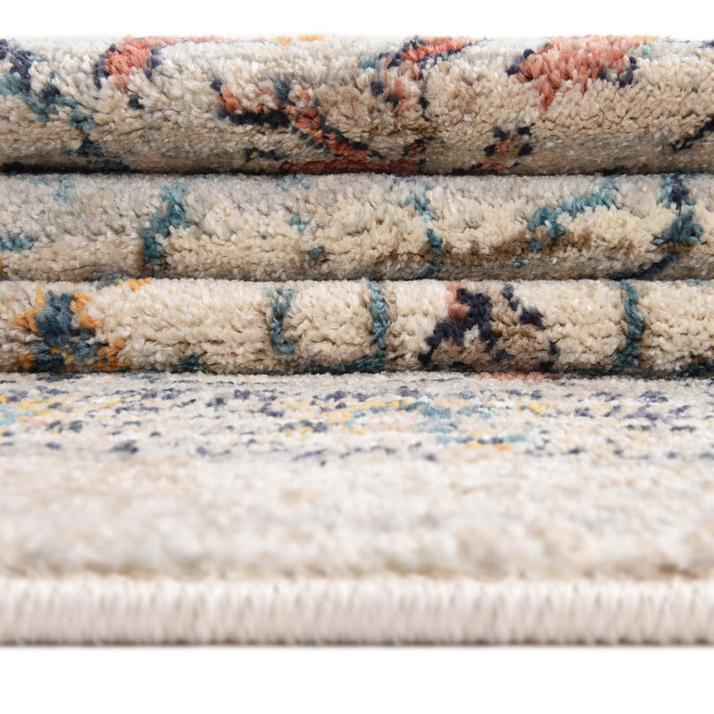 Seville Stripes Collection Area Rug - Malaga (Ivory) Round Ivory lifestyle 62