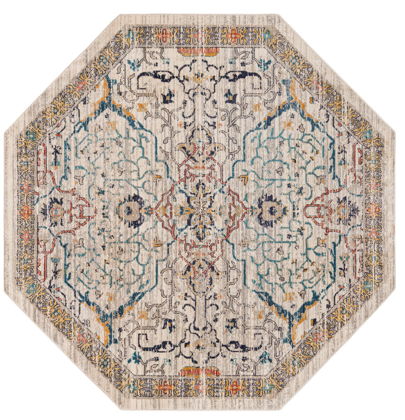 Seville Stripes Collection Area Rug - Malaga (Ivory) Octagon Ivory lifestyle 5