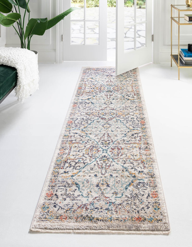 Seville Stripes Collection Area Rug - Malaga (Ivory) Runner Ivory lifestyle 11