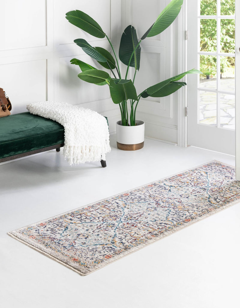 Seville Stripes Collection Area Rug - Malaga (Ivory) Runner Ivory lifestyle 16