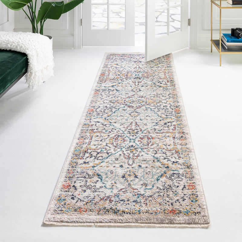 Seville Stripes Collection Area Rug - Malaga (Ivory) Runner Ivory lifestyle 70
