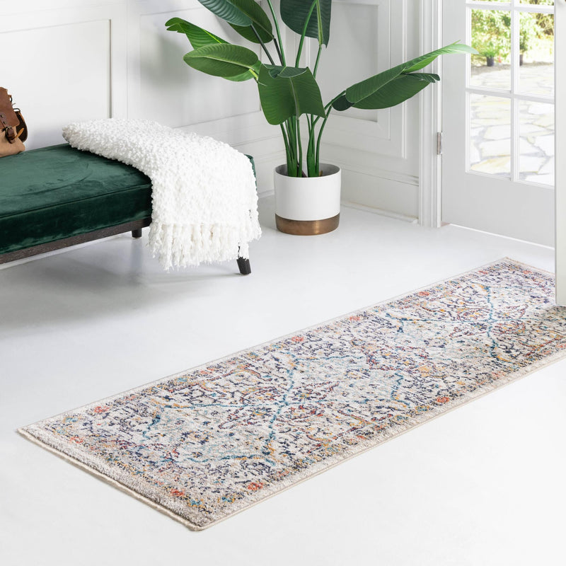 Seville Stripes Collection Area Rug - Malaga (Ivory) Runner Ivory lifestyle 74