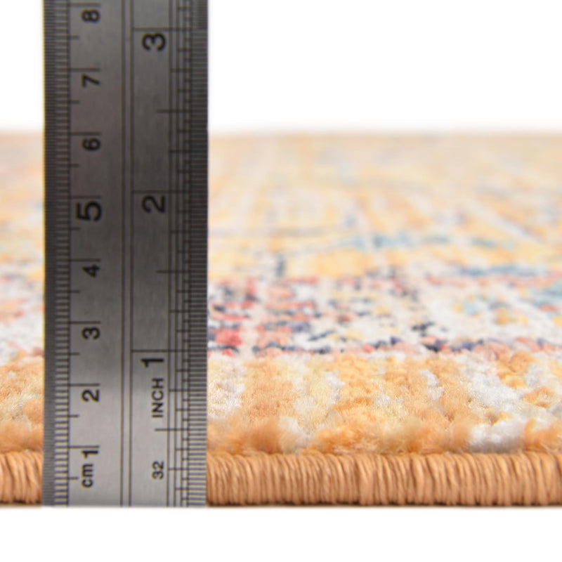 Seville Stripes Collection Area Rug - Malaga (Yellow) Round Yellow lifestyle 17