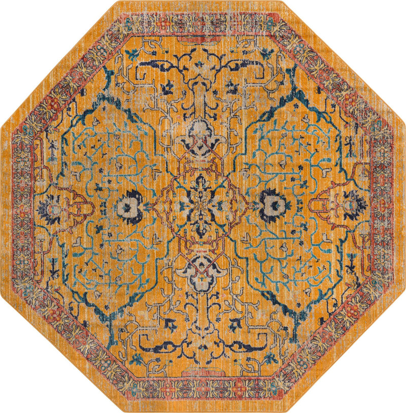 Seville Stripes Collection Area Rug - Malaga (Yellow) Octagon Yellow lifestyle 5