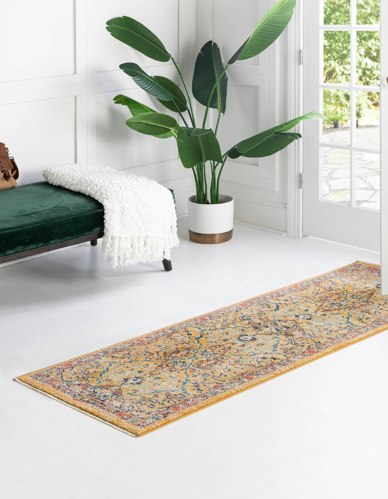 Seville Stripes Collection Area Rug - Malaga (Yellow) Runner Yellow lifestyle 16