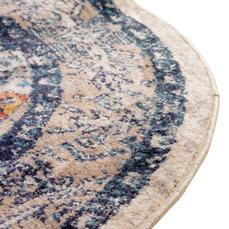 Seville Stripes Collection Area Rug - Almeria Round Multi lifestyle 26