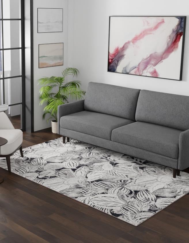 Meadow Breeze Collection Area Rug - Bluebell Rectangle Charcoal lifestyle 7