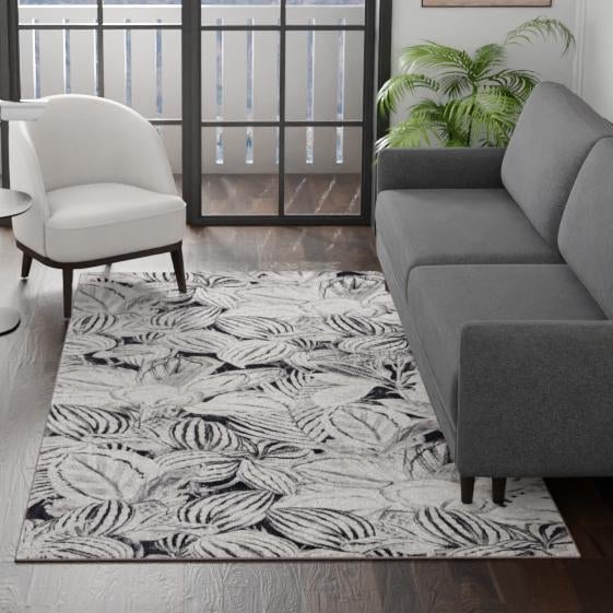 Meadow Breeze Collection Area Rug - Bluebell Rectangle Charcoal lifestyle 25