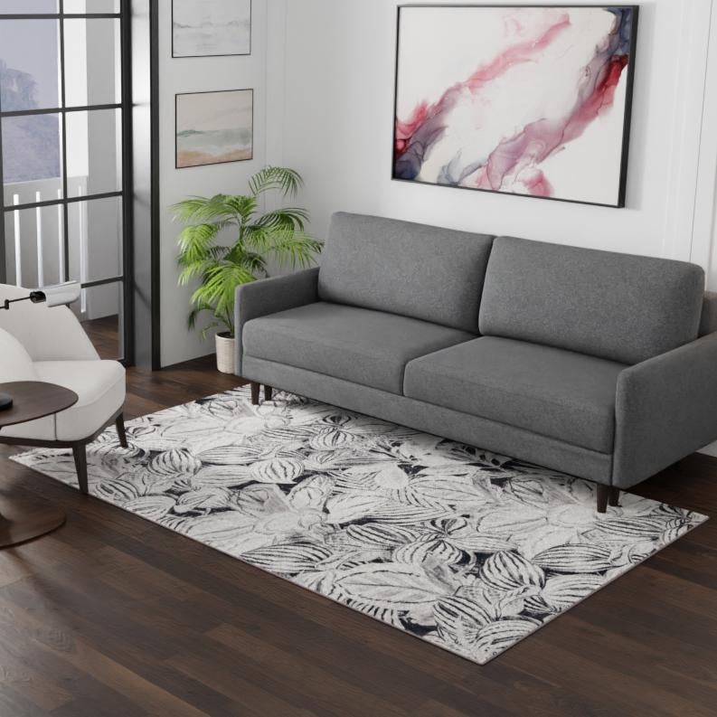 Meadow Breeze Collection Area Rug - Bluebell Rectangle Charcoal lifestyle 27