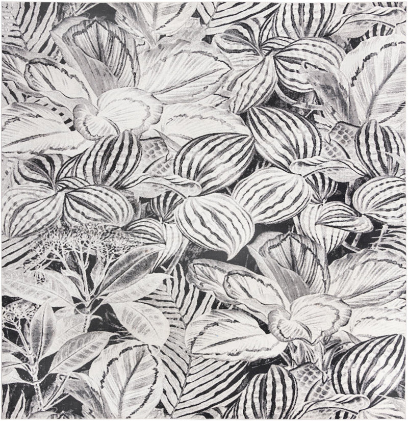 Meadow Breeze Collection Area Rug - Bluebell Square Charcoal lifestyle 29
