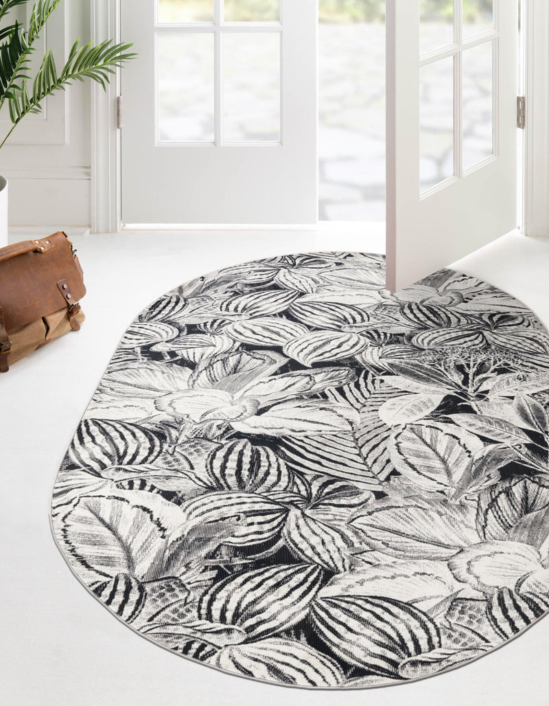 Meadow Breeze Collection Area Rug - Bluebell Oval Charcoal lifestyle 41