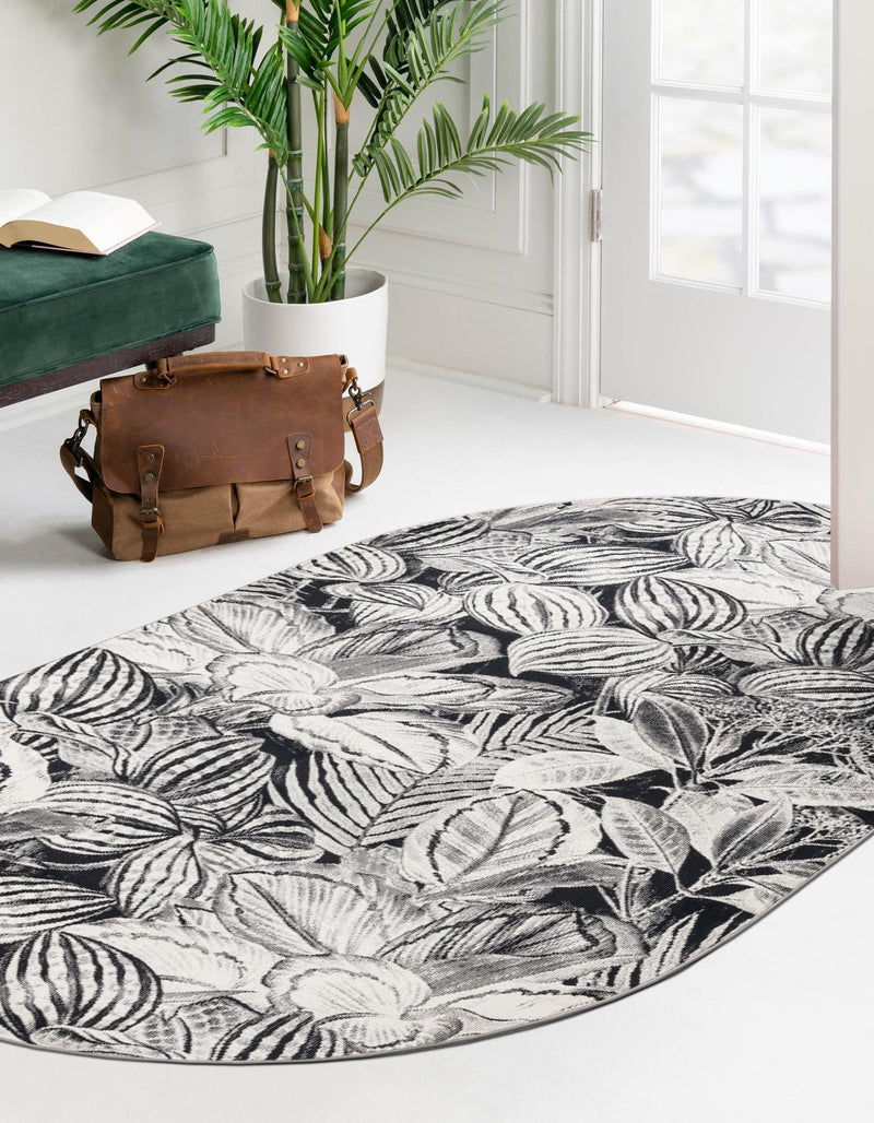 Meadow Breeze Collection Area Rug - Bluebell Oval Charcoal lifestyle 52