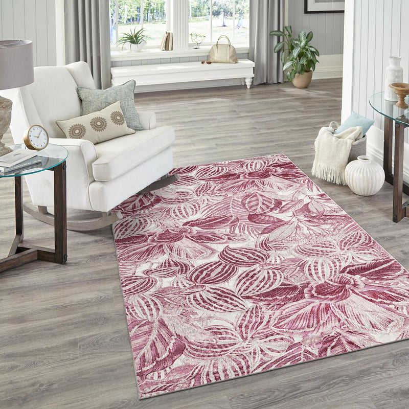 Meadow Breeze Collection Area Rug - Bluebell Rectangle Fuchsia lifestyle 26