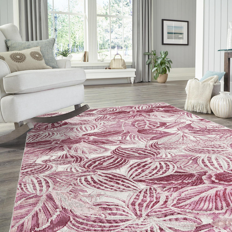 Meadow Breeze Collection Area Rug - Bluebell Rectangle Fuchsia lifestyle 28