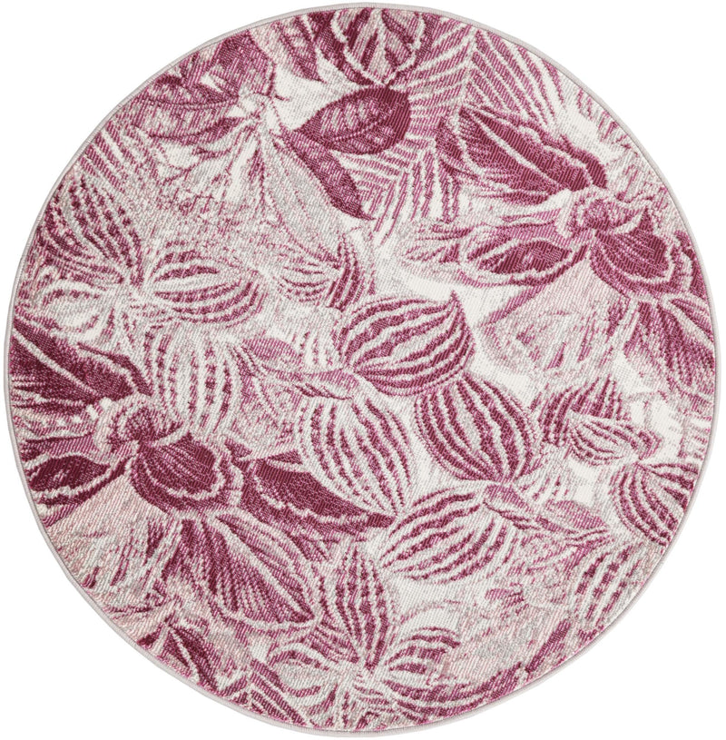 Meadow Breeze Collection Area Rug - Bluebell Round Fuchsia lifestyle 31