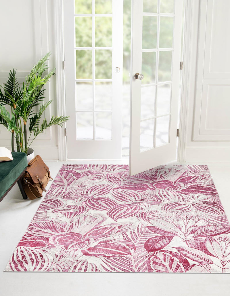 Meadow Breeze Collection Area Rug - Bluebell Square Fuchsia lifestyle 43