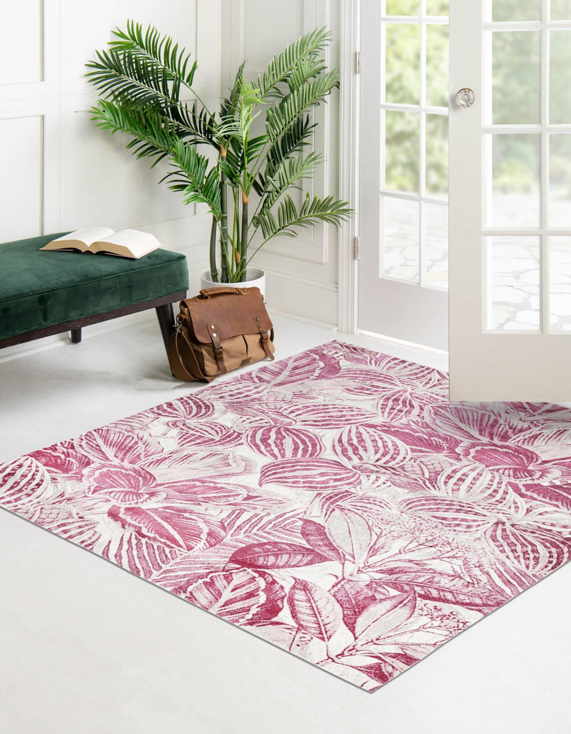 Meadow Breeze Collection Area Rug - Bluebell Square Fuchsia lifestyle 54