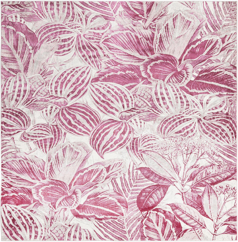Meadow Breeze Collection Area Rug - Bluebell Square Fuchsia lifestyle 32