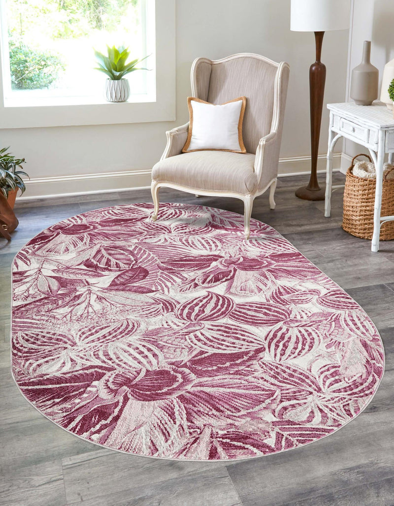 Meadow Breeze Collection Area Rug - Bluebell Oval Fuchsia lifestyle 44