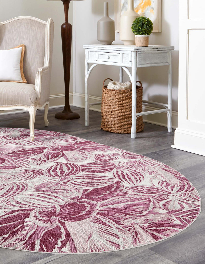 Meadow Breeze Collection Area Rug - Bluebell Oval Fuchsia lifestyle 55