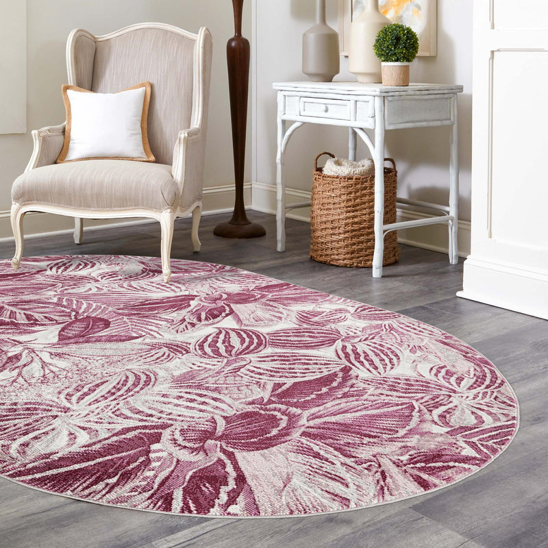 Meadow Breeze Collection Area Rug - Bluebell Oval Fuchsia lifestyle 132