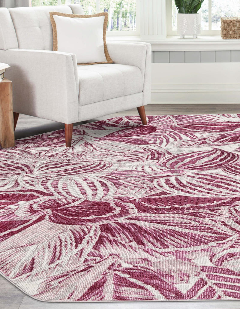 Meadow Breeze Collection Area Rug - Bluebell Octagon Fuchsia lifestyle 56