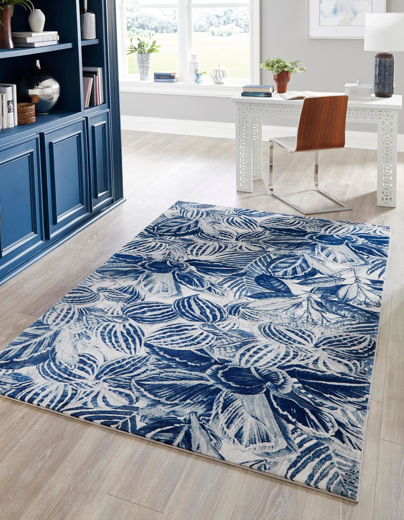 Meadow Breeze Collection Area Rug - Bluebell Rectangle Navy Blue lifestyle 6