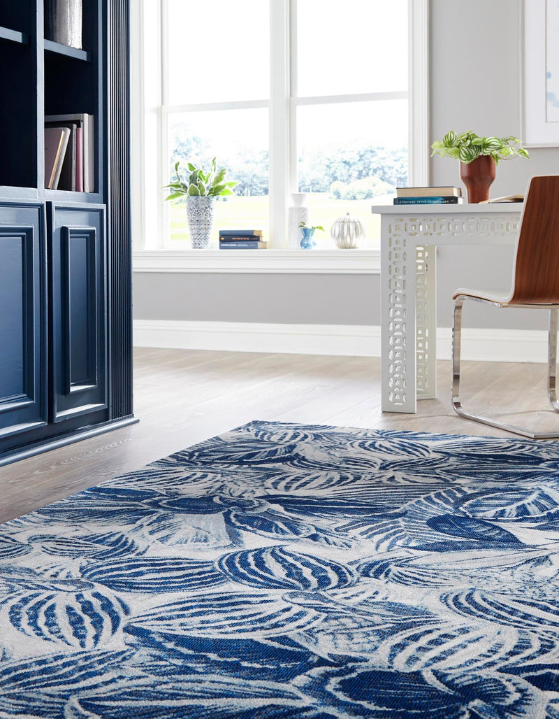 Meadow Breeze Collection Area Rug - Bluebell Rectangle Navy Blue lifestyle 9