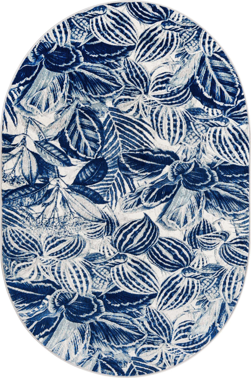 Meadow Breeze Collection Area Rug - Bluebell Oval Navy Blue lifestyle 36