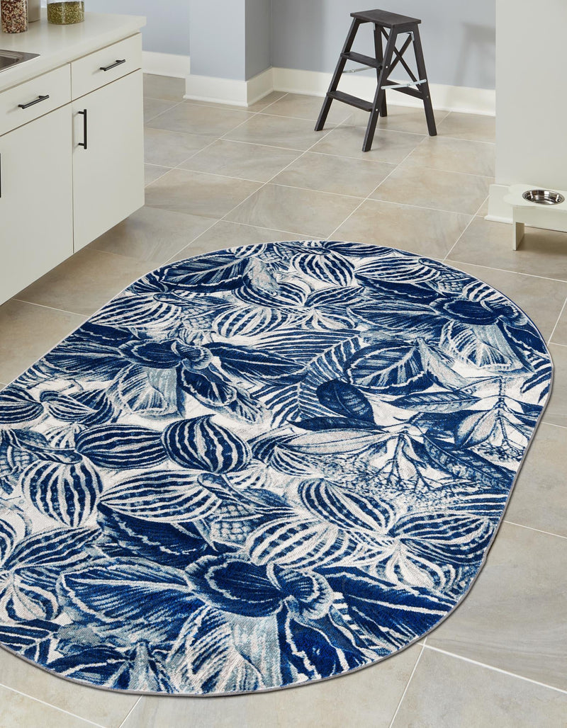 Meadow Breeze Collection Area Rug - Bluebell Oval Navy Blue lifestyle 47