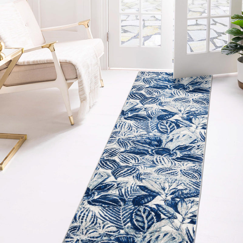 Meadow Breeze Collection Area Rug - Bluebell Runner Navy Blue lifestyle 125