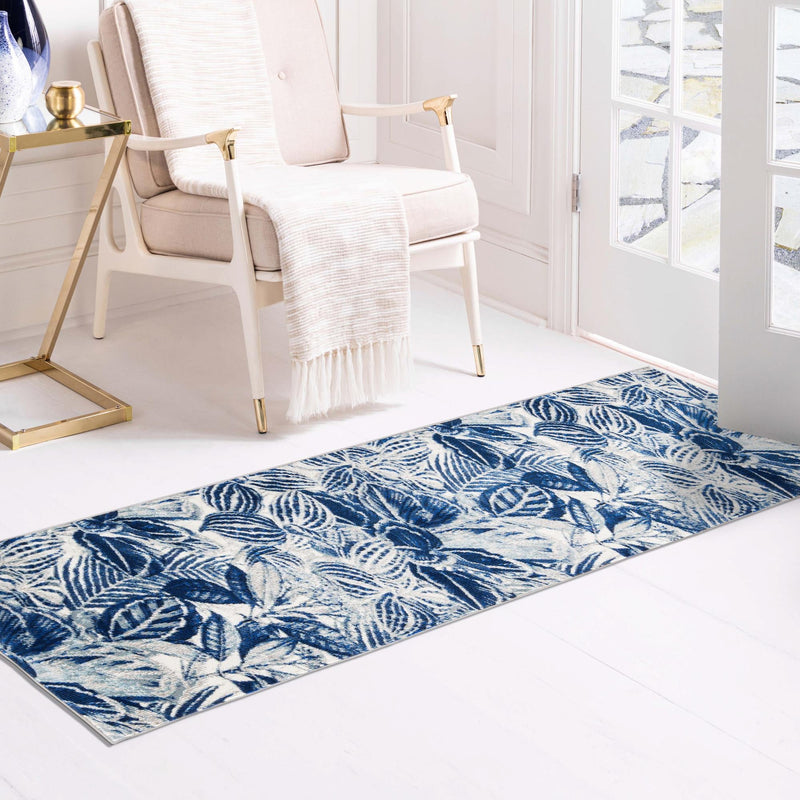 Meadow Breeze Collection Area Rug - Bluebell Runner Navy Blue lifestyle 136