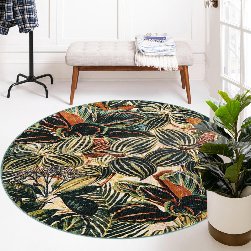 Meadow Breeze Collection Area Rug - Bluebell Round Multi lifestyle 126