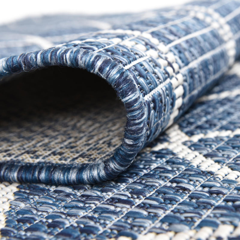 Garden Lattice Oasis Collection Area Rug - Pavilion (Blue) Rectangle Blue lifestyle 13