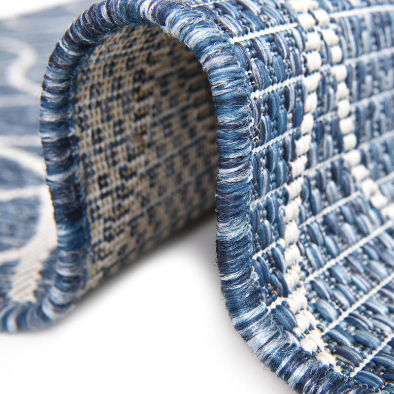Garden Lattice Oasis Collection Area Rug - Pavilion (Blue) Rectangle Blue lifestyle 17