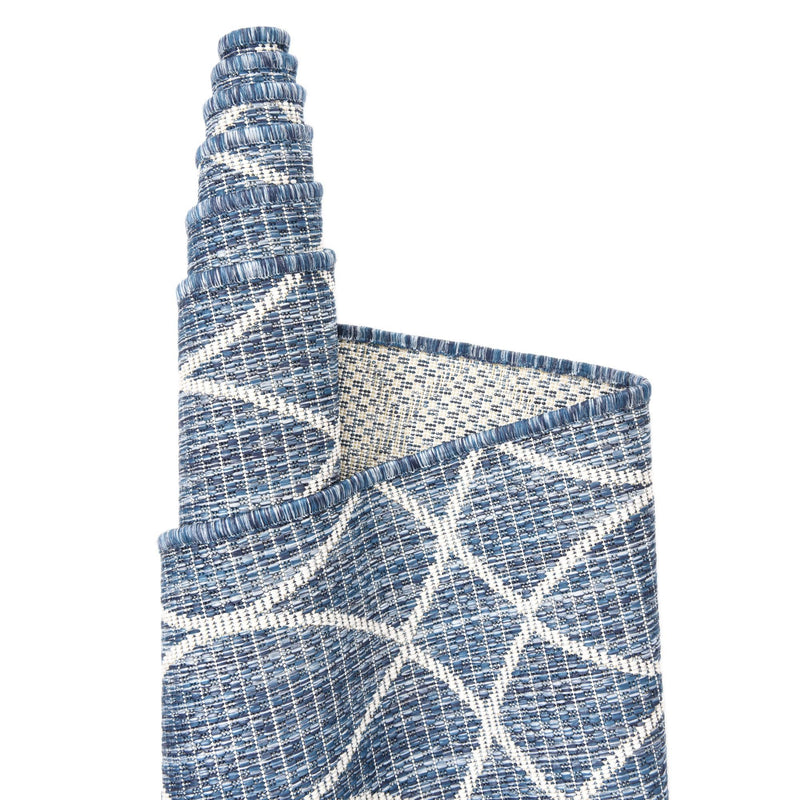 Garden Lattice Oasis Collection Area Rug - Pavilion (Blue) Rectangle Blue lifestyle 18