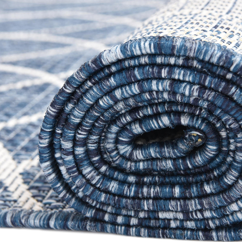 Garden Lattice Oasis Collection Area Rug - Pavilion (Blue) Rectangle Blue lifestyle 19
