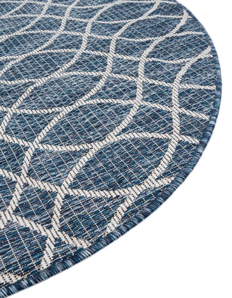 Garden Lattice Oasis Collection Area Rug - Pavilion (Blue) Round Blue lifestyle 47