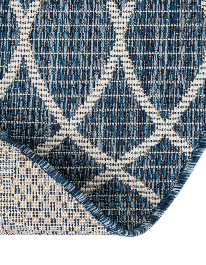 Garden Lattice Oasis Collection Area Rug - Pavilion (Blue) Round Blue lifestyle 48