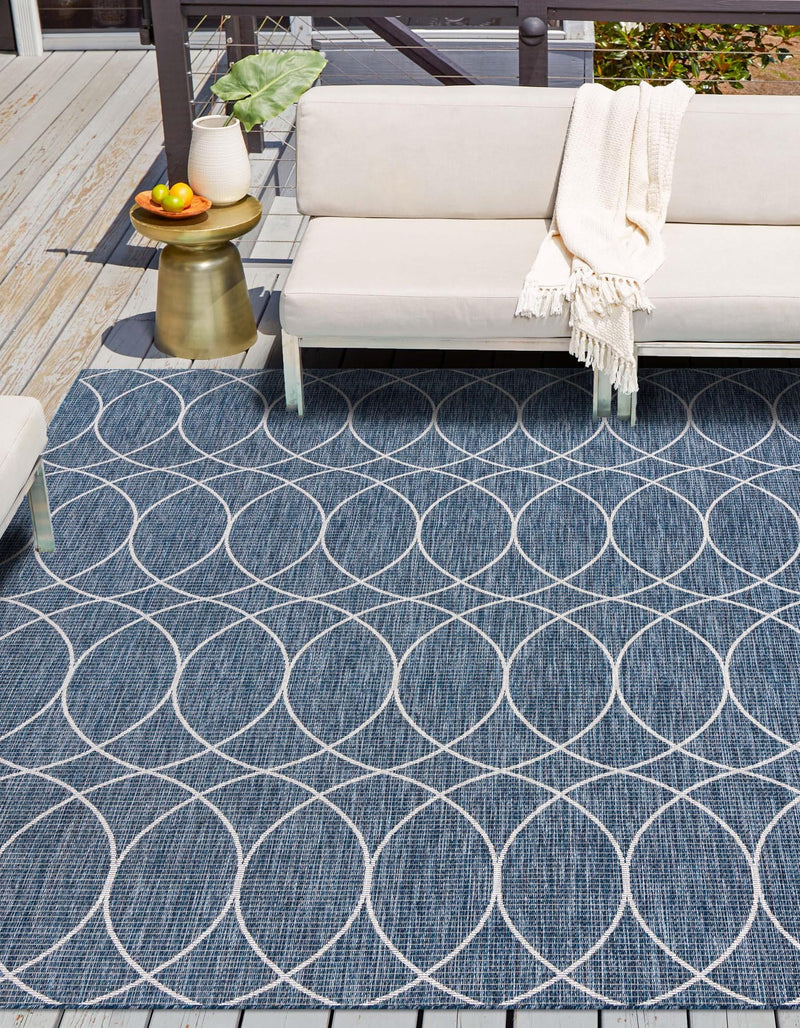 Garden Lattice Oasis Collection Area Rug - Pavilion (Blue) Square Blue lifestyle 0