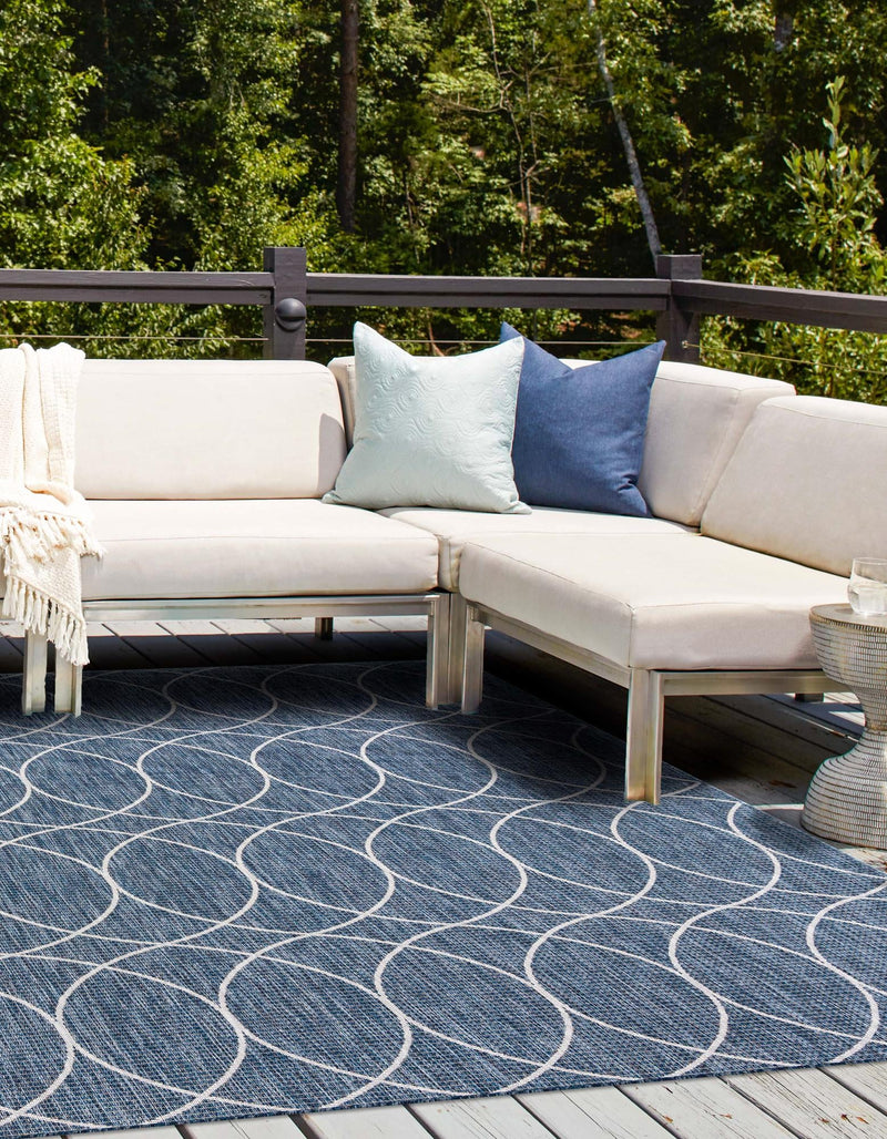 Garden Lattice Oasis Collection Area Rug - Pavilion (Blue) Square Blue lifestyle 2