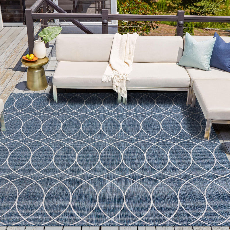 Garden Lattice Oasis Collection Area Rug - Pavilion (Blue) Square Blue lifestyle 13