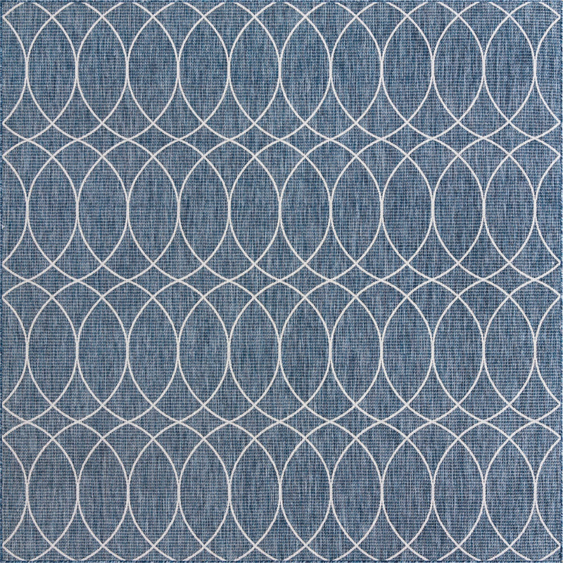 Garden Lattice Oasis Collection Area Rug - Pavilion (Blue) Square Blue Main