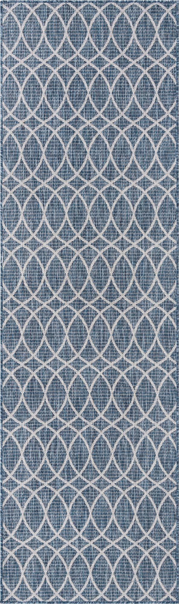 Garden Lattice Oasis Collection Area Rug - Pavilion (Blue) Runner Blue Main